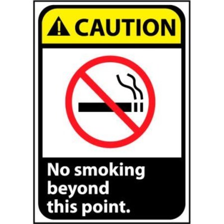 NATIONAL MARKER CO Caution Sign 10x7 Rigid Plastic - No Smoking Beyond This Point CGA2R